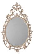 A PAINTED OVAL FRETWORK WALL MIRROR, SECOND HALF 20TH CENTURY