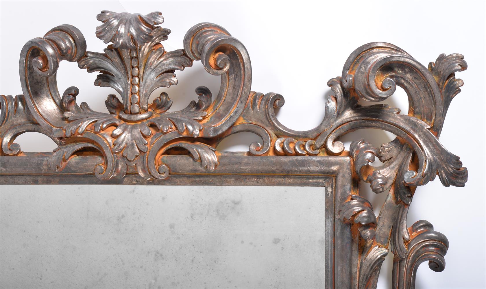 A PAIR OF ORNATE SILVERED WOOD WALL MIRRORS, ITALIAN, 20TH CENTURY - Image 2 of 2