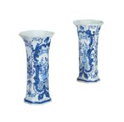 A PAIR OF DUTCH DELFT OCTAGONAL VASES, 18TH CENTURY