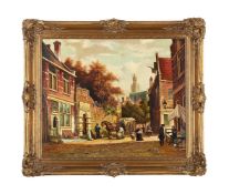 λ PIETER CORNELIS STEENHOUWER (DUTCH 1896-1972), HORSE AND CART IN A COBBLED STREET