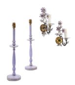 A PAIR OF FLORAL GLASS WALL LIGHTS, IN MAISON BAGUES STYLE, EARLY 20TH CENTURY