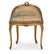 A GILT WOOD AND UPHOLSTERED SALON CHAIR, IN LOUIS XV STYLE, EARLY 20TH CENTURY