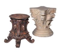 A WOODEN CORINTHIAN CAPITAL PEDESTAL, CONTEMPORARY