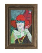 λ EWART JOHNS (BRITISH 1923-2013), YOUNG WOMAN IN A RED HAT