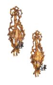 A PAIR OF GILTWOOD WALL SCONCES, 20TH CENTURY