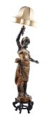 A VENETIAN CARVED, GILT AND POLYCHROME PAINTED WOOD BLACKAMOOR TORCHERE, EARLY 20TH CENTURY