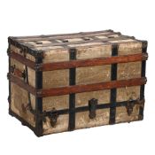 A CANVAS AND METAL-MOUNTED STEAMER CABIN TRUNK, EARLY 20TH CENTURY