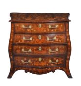A DUTCH WALNUT VENEERED AND FLORAL MARQUETRY COMMODE, LATE 18TH CENTURY
