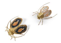 ATTRIBUTED TO JACQUES DUVAL-BRASSEUR; TWO INSECT WALL LIGHTS; 20TH CENTURY