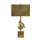 MAISON CHARLES (FRENCH) A BRONZE SHELL LAMP; SECOND HALF 20TH CENTURY