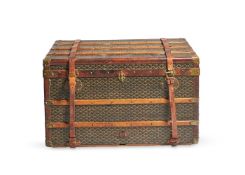 MALLES GOYARD, CANVAS STEAMER TRUNK