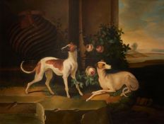 BRITISH SCHOOL (20TH CENTURY), TWO HOUNDS IN A CLASSICAL LANDSCAPE