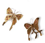 A GILT METAL AND AGATE BUTTERFLY WALL LIGHT; SECOND HALF 20TH CENTURY