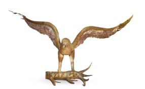 P. H. LAMBERT; A MASSIVE GILT METAL AND AMETHYST EAGLE; SECOND HALF 20TH CENTURY