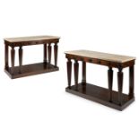 A PAIR OF 'GEORGE SMITH' MAHOGANY CONSOLE TABLES, MODERN