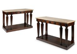 A PAIR OF 'GEORGE SMITH' MAHOGANY CONSOLE TABLES, MODERN