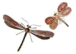 ATTRIBUTED TO JACQUES DUVAL-BRASSEUR; TWO 'DRAGONFLY' WALL LIGHTS; SECOND HALF 20TH CENTURY