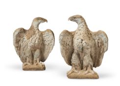A PAIR OF STONEWARE EAGLES, 19TH CENTURY