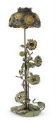 A REPOUSSE 'SUNFLOWER' FLOOR LAMP, MID 20TH CENTURY
