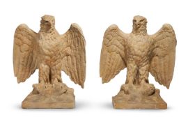 A PAIR OF PLASTER EAGLES, MODERN, AFTER THE DOULTON LAMBETH MODELS