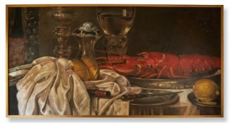 JAMES GEMMILL (AMERICAN B. 1954), STILL LIFE WITH LOBSTER, LEMON AND TABLECLOTH