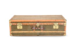 A MOYNAT MONOGRAMMED CANVAS TRUNK, FIRST HALF 20TH CENTURY