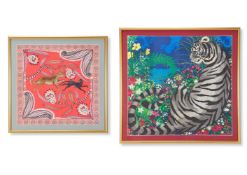 TWO FRAMED HERMÈS PRINTED SILKS, ARDMORE ARTISTS