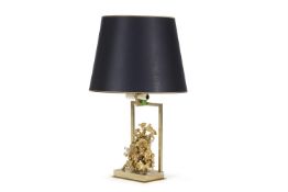 A GILT BRONZE AND ROCK CRYSTAL LAMP FORMED AS A GOLDEN NUGGET; SECOND HALF 20TH CENTURY