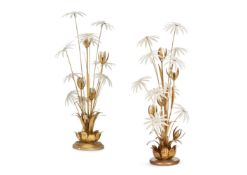 A MATCHED PAIR OF FLORAL FLOOR LAMPS