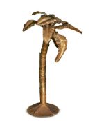 A LARGE GILT METAL FLOOR STANDING PALM TREE FLOOR LIGHT, 1970