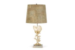 A GILT METAL AND RESIN NAUTILUS LAMP; SECOND HALF 20TH CENTURY
