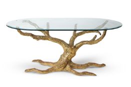 JACQUES DUVAL-BRASSEUR (FRENCH, 1934-2021), A GILT METAL 'TREE' TABLE; CIRCA 1970
