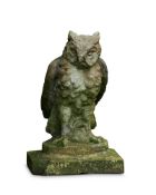 A COMPOSITION STONE OWL, 20TH CENTURY