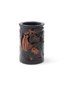 A Chinese carved bamboo brushpot