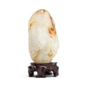 A small Chinese white and russet 'scholars' jade boulder carving