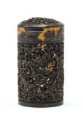 Y A Chinese tortoise shell openwork box and cover