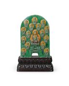 A large Sancai-glazed Buddhistic pottery stele