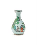 A Chinese Famille Verte 'Five scholars' vase