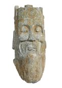 A very large Chinese stone head of a Guardian