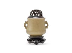 A Chinese 'Longquan' twin-handled censer