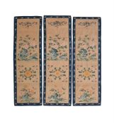 Three Chinese silk chair covers