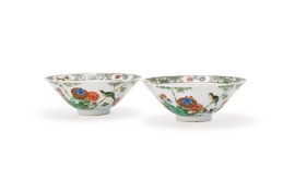 A pair of Chinese Famille Verte conical bowls