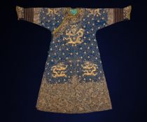 An attractive Chinese Imperial embroidered 'Dragon' robe