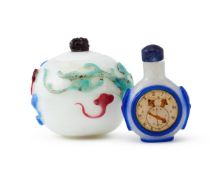 A Chinese overlay glass 'Clock' snuff bottle