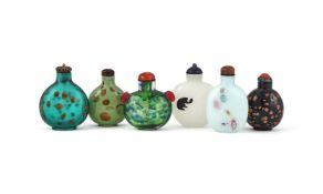Y A group of six Chinese glass snuff bottles