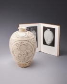 A rare and large Cizhou-type white-glazed scraffiato 'Peony' vase