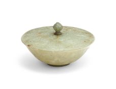 A Chinese jadeite Mughal-style bowl and cover