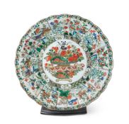 A large Chinese Famille Verte 'flower basket' dish