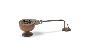 A Chinese bronze openwork 'Lotus' incense burner with handle