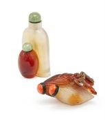 Y Two Chinese agate snuff bottles